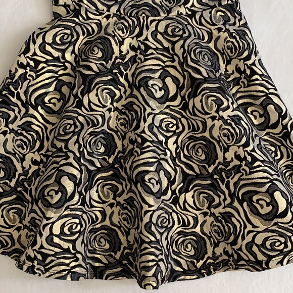 Penelope Tree x Miss Behave | Black Metallic Gold Rose Floral Party Dress L/12 - Picture 6 of 16